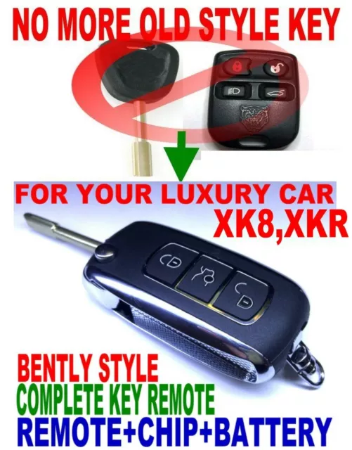Bently Style Flip Key Remote For Jag Xk8 Xkr Chip Keyless Entry Transmitter Fob