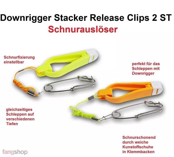 Fladen Downrigger Stacker Release Clip Schnur Auslöser Trolling Schleppangeln 2S