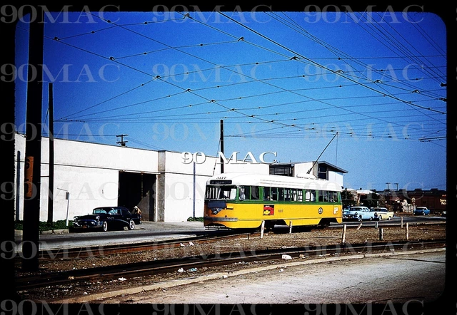 Original Slide, LAMTA Los Angeles MTA PCC Trolley #3117. 1958.