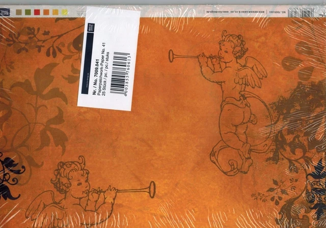 RI-7009-041 Paperpatchwork-Papier - Engel orange - 25 Bögen - je 30 x 39 cm