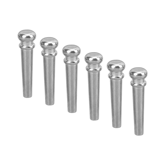(Argent)6 Pièces Guitare Acoustique Pont Broches Argent Cuivre Cordes Clous