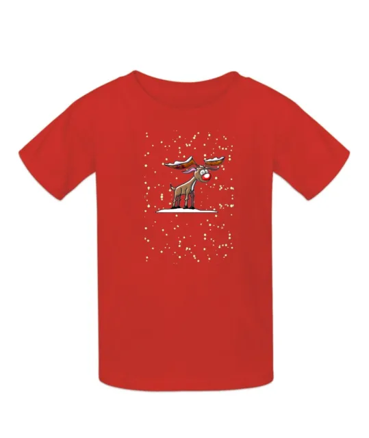 Festive Renna - Fosforescente - Rudolph Brilla Naso Ragazzi Natale T-Shirt