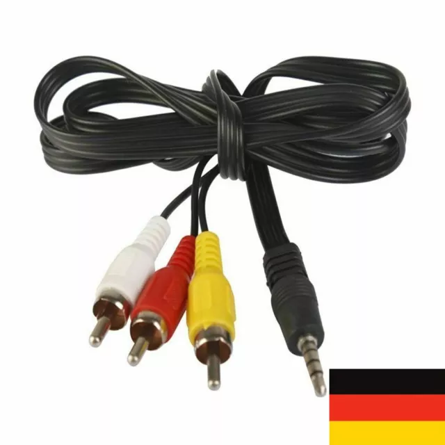 3,5mm Klinke auf Cinch 3RCA Composite Audio Video AV Kabel für TV Camcorder