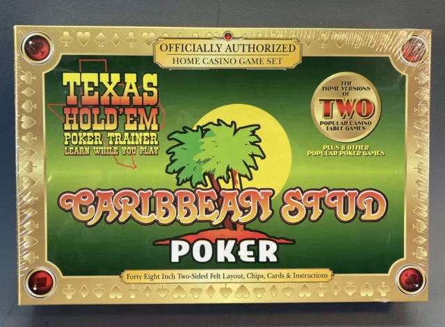 Caribbean Stud, Texas Hold 'Em Poker Trainer 48" 2-Sided Felt Layout New Sealed