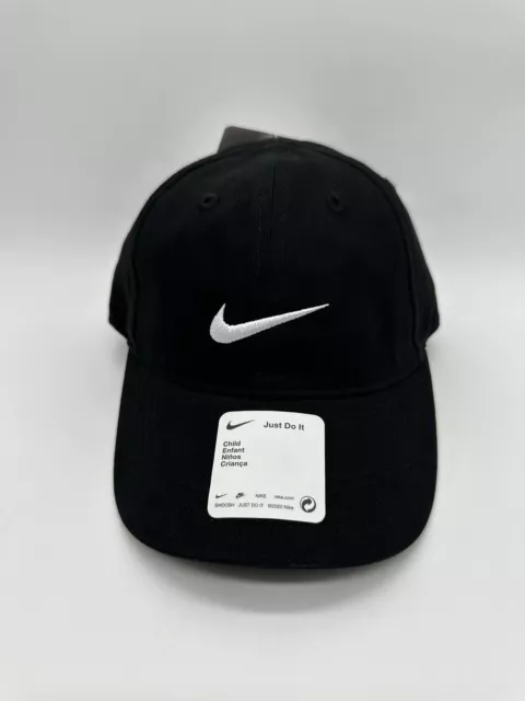 Nike Baseball Cap Hat Kids 4-7 Boys Child Adjustable Swoosh Cotton -BLACK