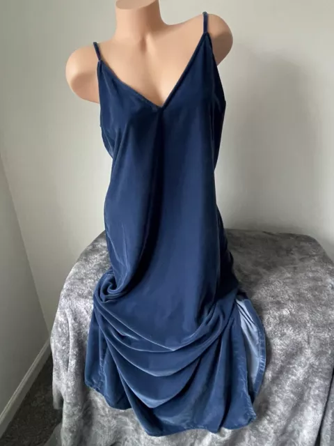 OLD NAVY Velvet Midi Slip Dress NWT Size L Navy Blue Beautiful Elegant Soft