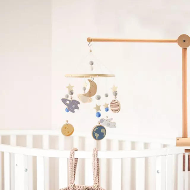 Baby Crib Mobile Hanging Bed Bell Holder Toy Arm Bracket Wooden Frame