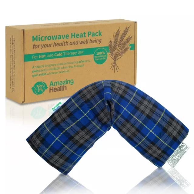 Amazing Health Unscented Microwave Wheat Bag 42cm Pain Relief Heat Pack Blue