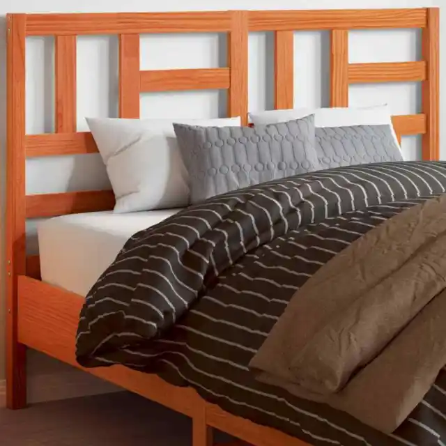 Cabecero de cama madera maciza de pino marrón cera 150 cm vidaXL