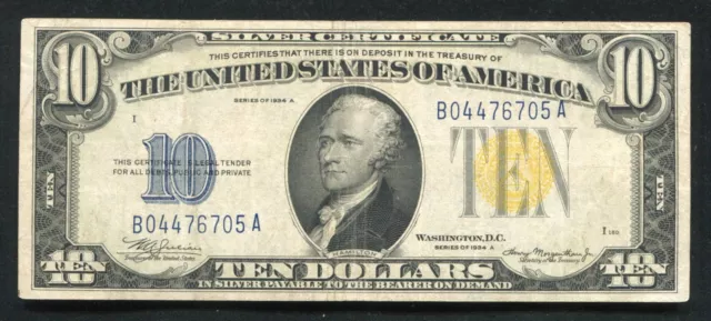 Fr. 2309 1934-A $10 Ten Dollars “North Africa” Silver Certificate Very Fine+