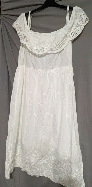 FALMER HERITAGE WHITE Embroidered Broderie Anglaise Midi Summer Dress size 8 10 12.50 PicClick UK