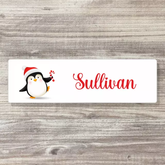 24 X Christmas Stickers Personalised Present Labels Penguin Name Stickers Gift