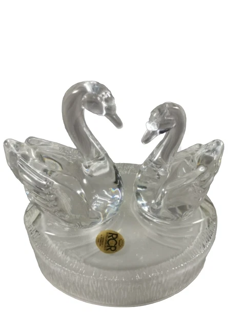 RCR Wildlife Famiglie di Cristallo Crystal Swans Figurine