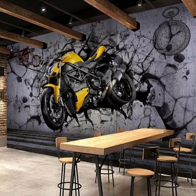 Papier Peint 3D Moto Garage  Revetement Mural Haute Qualite Plusieurs Finitions