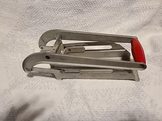 Vintage 1950s 1960s Villa Potato Chipper Made in England French Fry Maker  Cutter Red Wooden Kitchen Retro Metal Utensil French Fries 