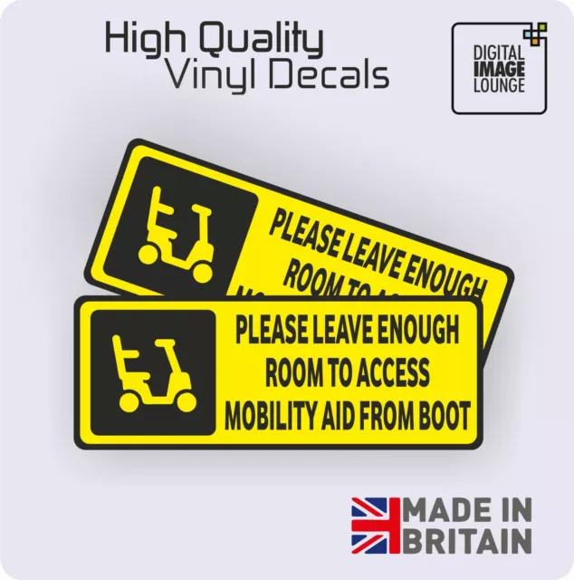 2 X Disabled Sign Disability Mobility Scooter 84x215mm Car Access Boot STICKER