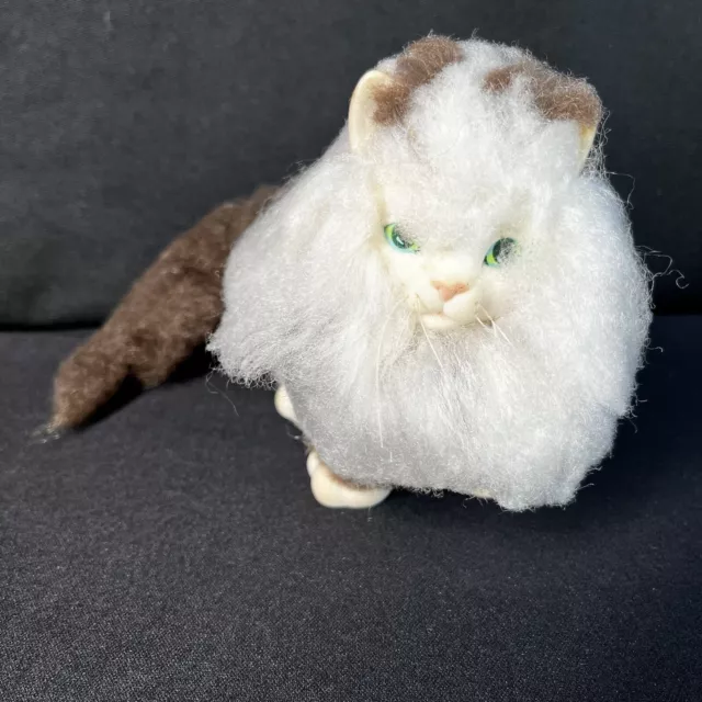 Vintage 1989 Hasbro SWEETIE Pups KITTIES Long Hair Cat White Brown Kitty