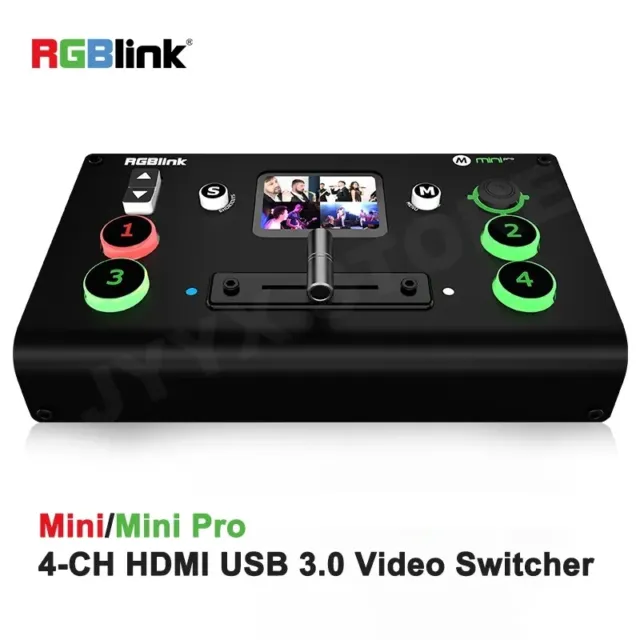 RGBlink Mini Pro Video Switcher 4-Channel USB 3.0 T-Bar APP Control Live Stream