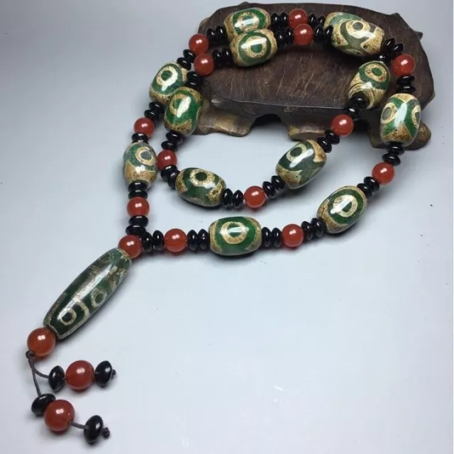 tibetan prayer worry 3 eyes dzi bead old agate Bao bottle necklace gzi tibet 2