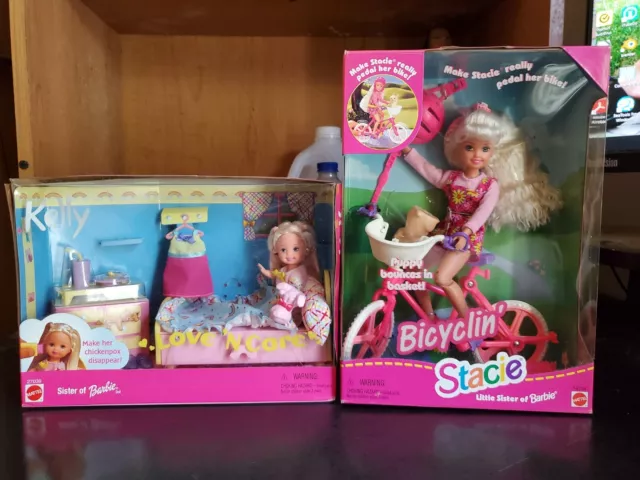 Barbie Kelly & Stacie Set Twin Pack - Love 'N Care/Bicyclin' - NIB - 2000/1996