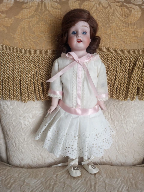 Antique German H.B. Doll  Beautiful Bisque Leather Body Human Hair