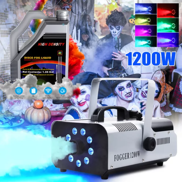 1200W Nebelmaschine RGB LED DJ Bühnenbeleuchtung Halloween Disco Show Nebelfluid