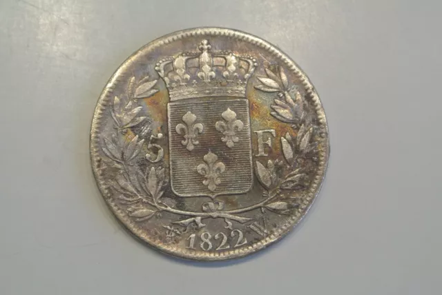 LOUIS XVIII BUSTE NU  5 FRANCS 1822W       petit prix