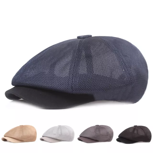 Uomo Rete Coppola Cappello Basco Edera Piatto Cabbie Gatsby Casual Estivo