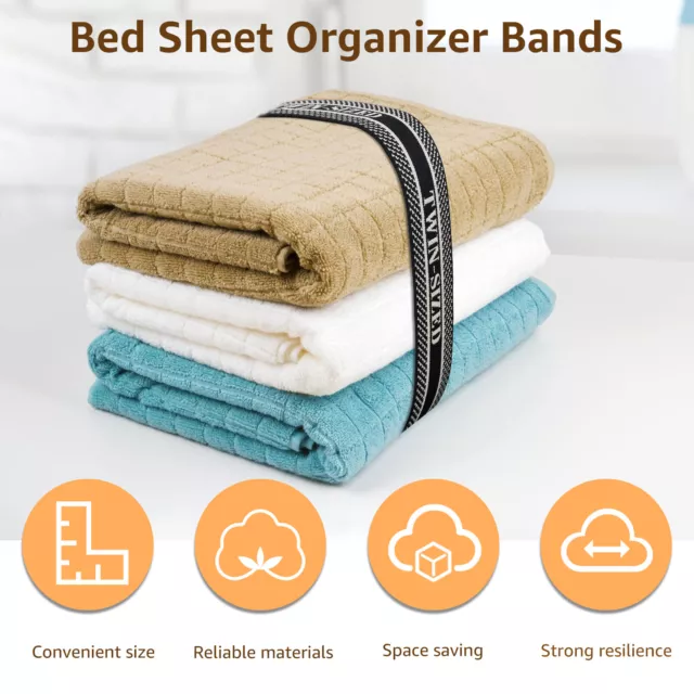 12Pcs Bed Sheet Organizer Bands Set Elastic Bedding Straps King Queen Full teqhw