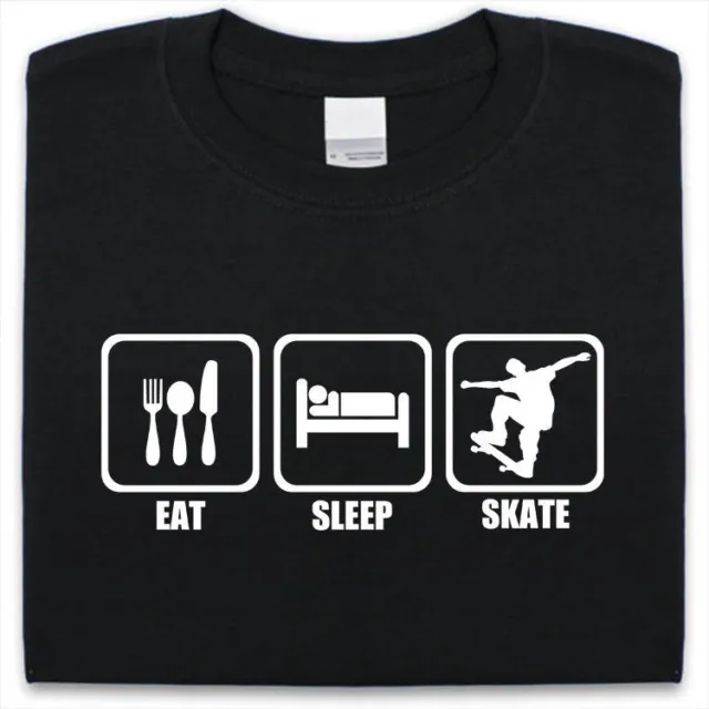 Eat Sleep Skate T-Shirt Uomo Donna Divertente Regalo Carta D'Imbarco