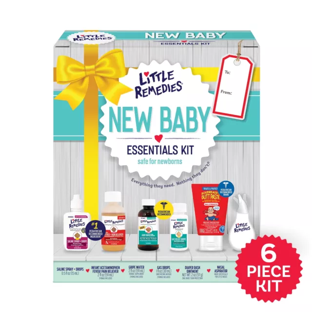 Little Remedies New Baby Essentials Kit, 6 Piece Kit for Baby's Nose and Tummy