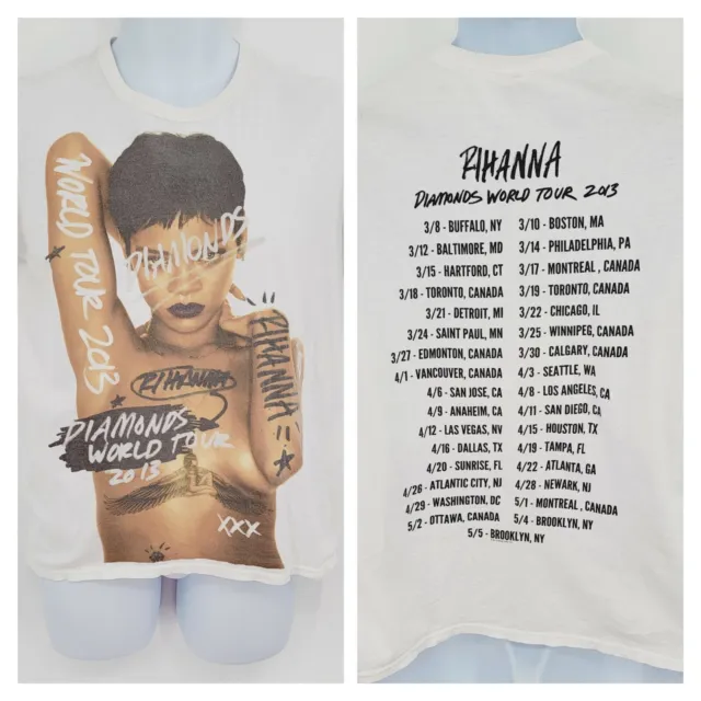 2013 Rhianna Concert T-Shirt Top Diamonds Music Tour Womens Sz M 100% Cotton