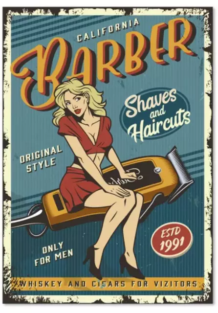 Retro Metal Tin Sign Barber Shop Business Store Wall Decor Cave Salon Funny Art