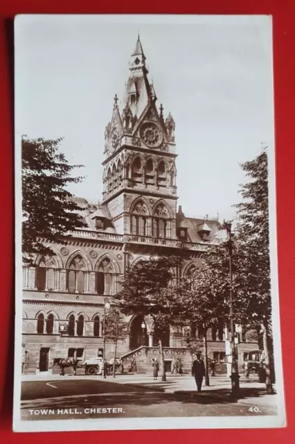 Vintage B&W RP Postcard - Town Hall, Chester - 1949 #j