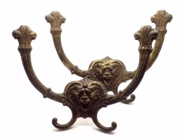 Pair Of Brass Victorian Antique Architectural Coat Hook/Robe Or Towel Wall Hook