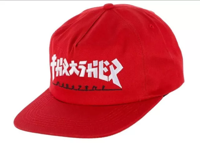 Thrasher Magazine GODZILLA UNSTRUCTURED Snapback Skateboard Hat RED