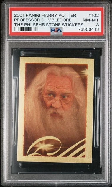 Professor Dumbledore 2001 Panini The Philospher's Stone Stickers PSA 8 #102
