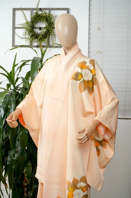 Dear Vanilla Japanese Silk Kimono Women's Robe Gown Authentic Japan Vintage Mint 2