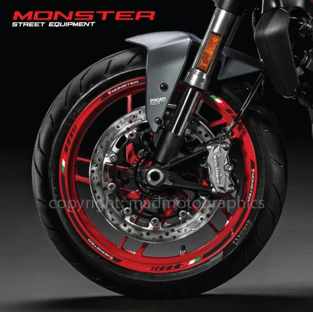 Ducati Monster 696 796 1200 wheel decals stickers rim stripes Laminated S2R M600