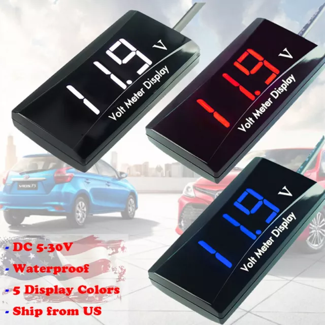 DC 5-30V LED Digital Voltage Panel Meter Voltmeter For Car Motorcycle 12V 24V