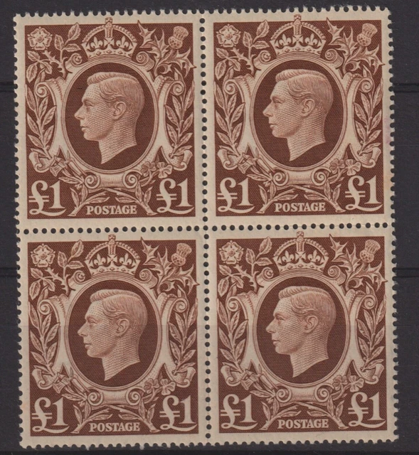 GB King George VI £1 SG.478c MNH block of 4