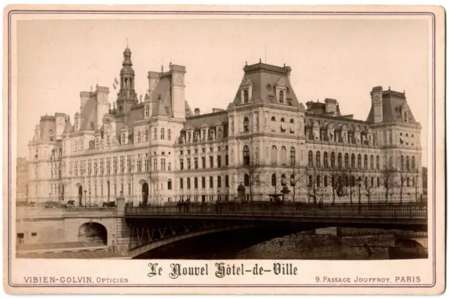 Paris.Le Nouvel Hôtel de Ville.Carte Cabinet.Photo Albuminée Vibien-Golvin.Card.
