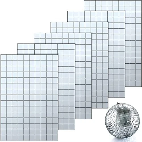 900 Pieces Mirrors Mosaic Tiles Disco Ball Self-Adhesive Square Tiles Decoration