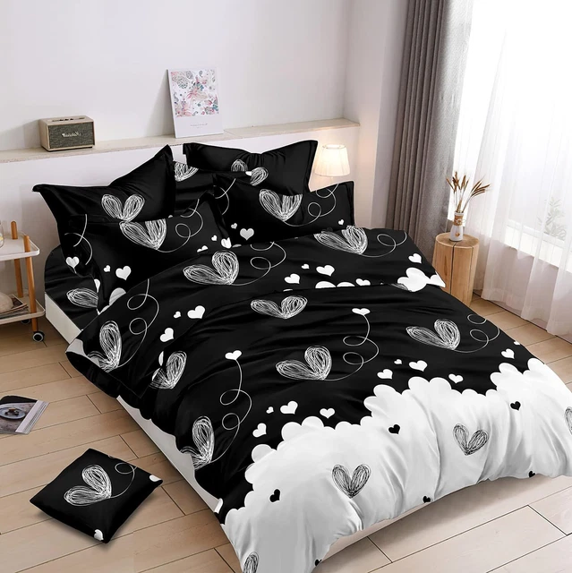 H HANSEL HOME Copripiumino 160x220cm con 1 Fondo Letto 90, Cuore Di Gesso