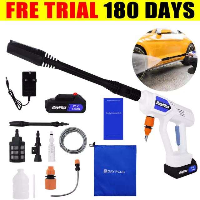 Cordless Power Pressure Washer Spray Gun Machine Car Fence Floor Cleaning Water