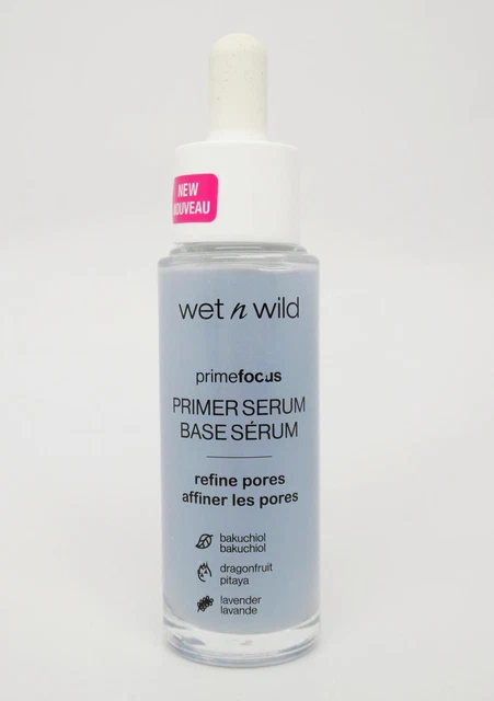 Suero de imprimación Wet n Wild PrimeFocus con bakuchiol, fruta del dragón y lavanda, 1 oz.