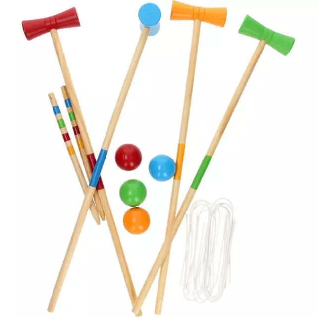 Set of Croquet Game for 4 Kids Player Wooden Outdoor Garden Childrens Toy