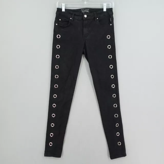TRIPP NYC DAANG Goodman Skinny Jeans Size 3 Black Silver Grommet Goth ...