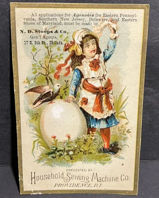 Victorian Trade Card " HOUSEHOLD SEWING MACHINE CO.  " York Sulphur Springs, Pa.