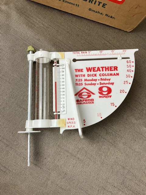 Vintage Water/Wind Gauge unused- Television WCPO-TV Cincinnati 9 ABC - w/ box